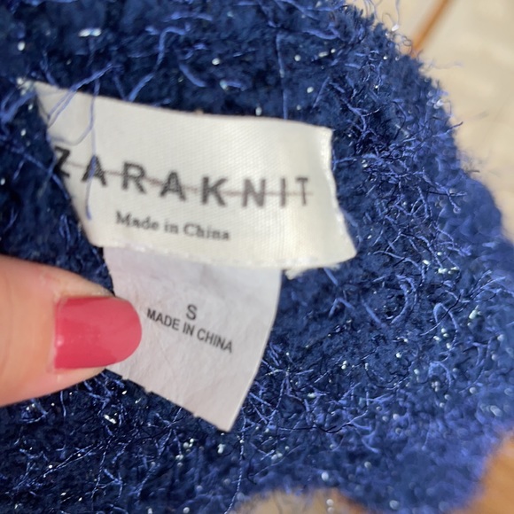 Zara navy eye lash fluffy cardigan - Picture 6 of 6